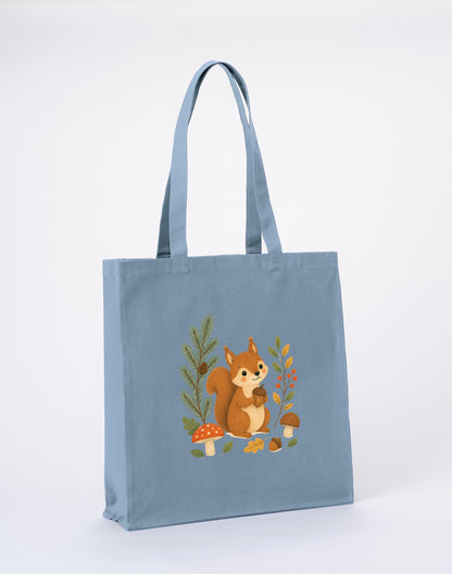 Squirrel's Autumn Store Recycled Cotton Shopper Bag - Once Upon a Woodland Morning Mist colour variant image