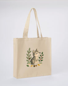 Wolf in the Winter Wood Recycled Cotton Shopper Bag - Once Upon a Woodland Dune Sand colour variant image