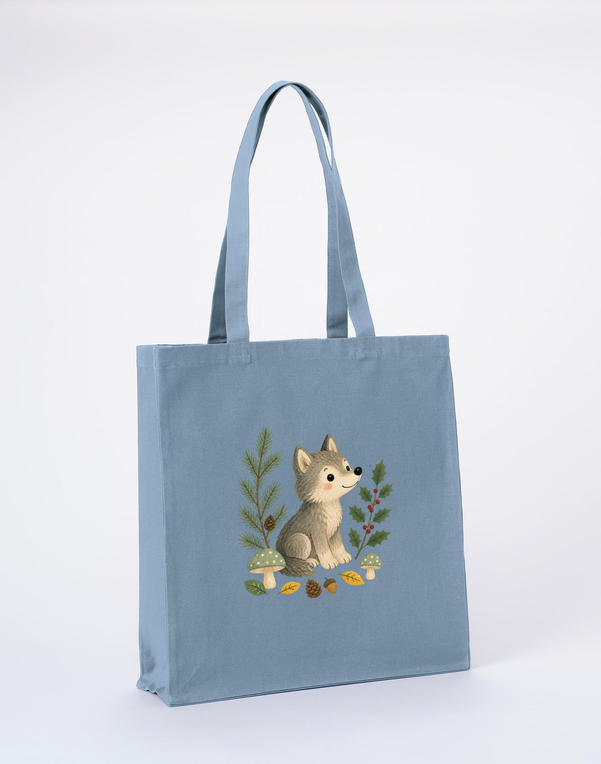 Wolf in the Winter Wood Recycled Cotton Shopper Bag - Once Upon a Woodland Morning Mist colour variant image