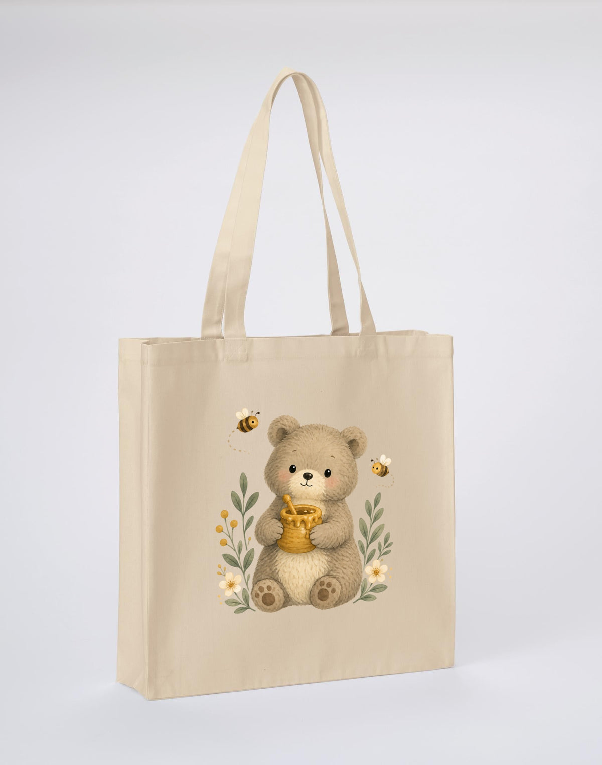 Bear and the Honey Bees Recycled Cotton Shopper Bag - Once Upon a Woodland Dune Sand colour variant image