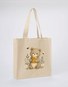 Bear and the Honey Bees Recycled Cotton Shopper Bag - Once Upon a Woodland Dune Sand colour variant image