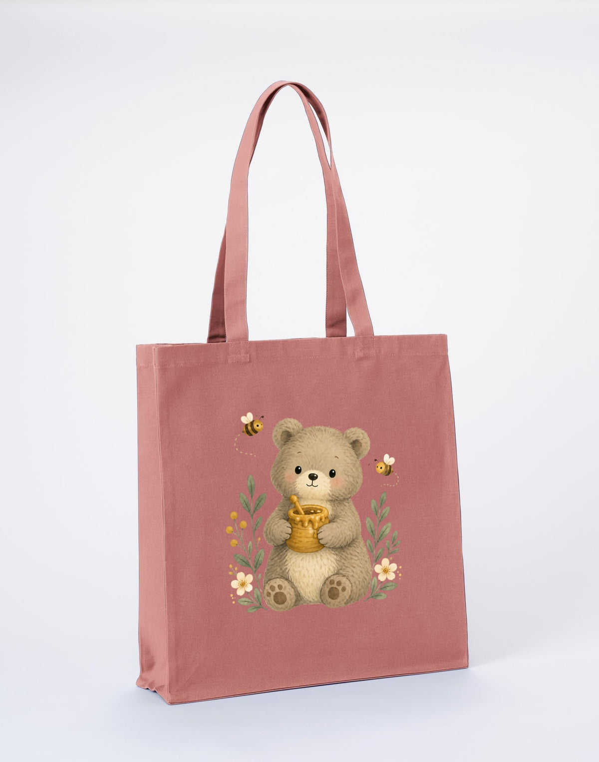 Bear and the Honey Bees Recycled Cotton Shopper Bag - Once Upon a Woodland Wild Rose colour variant image