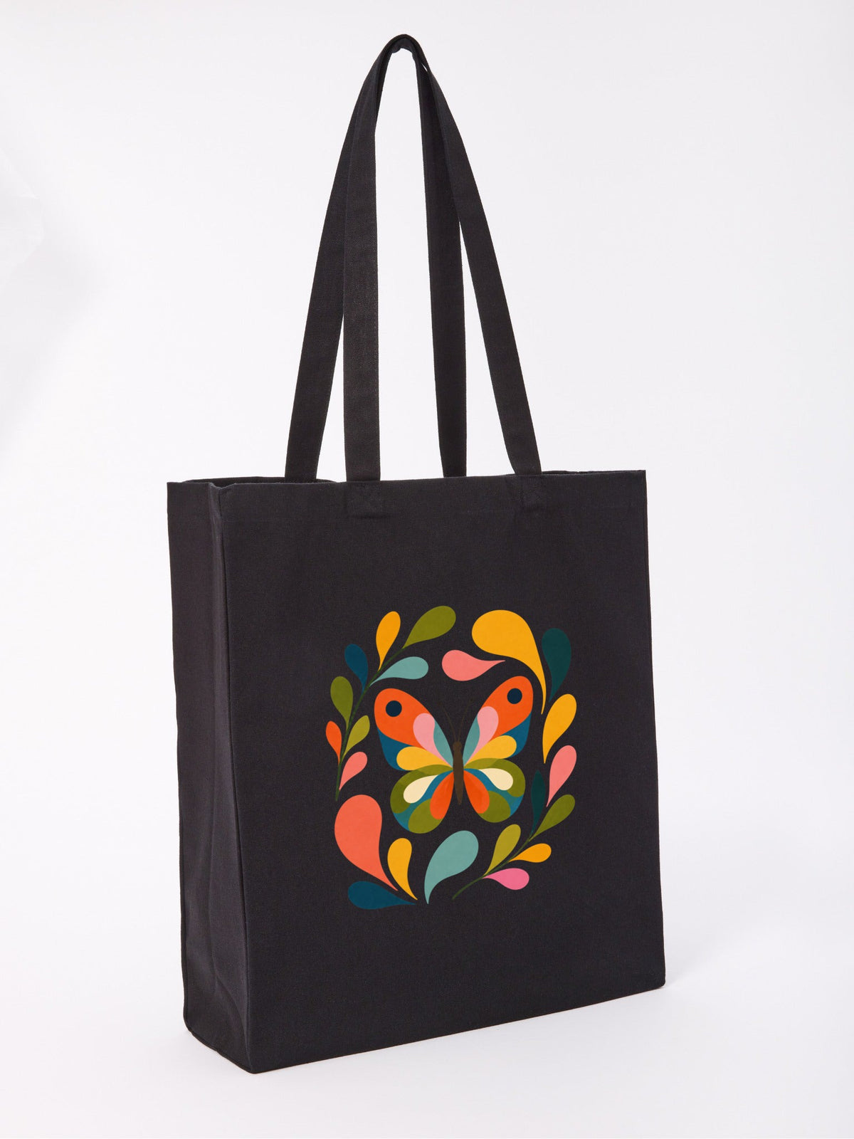 Wings in Bloom Recycled Cotton Shopper Bag - Freeform Fauna Raven Black colour variant image
