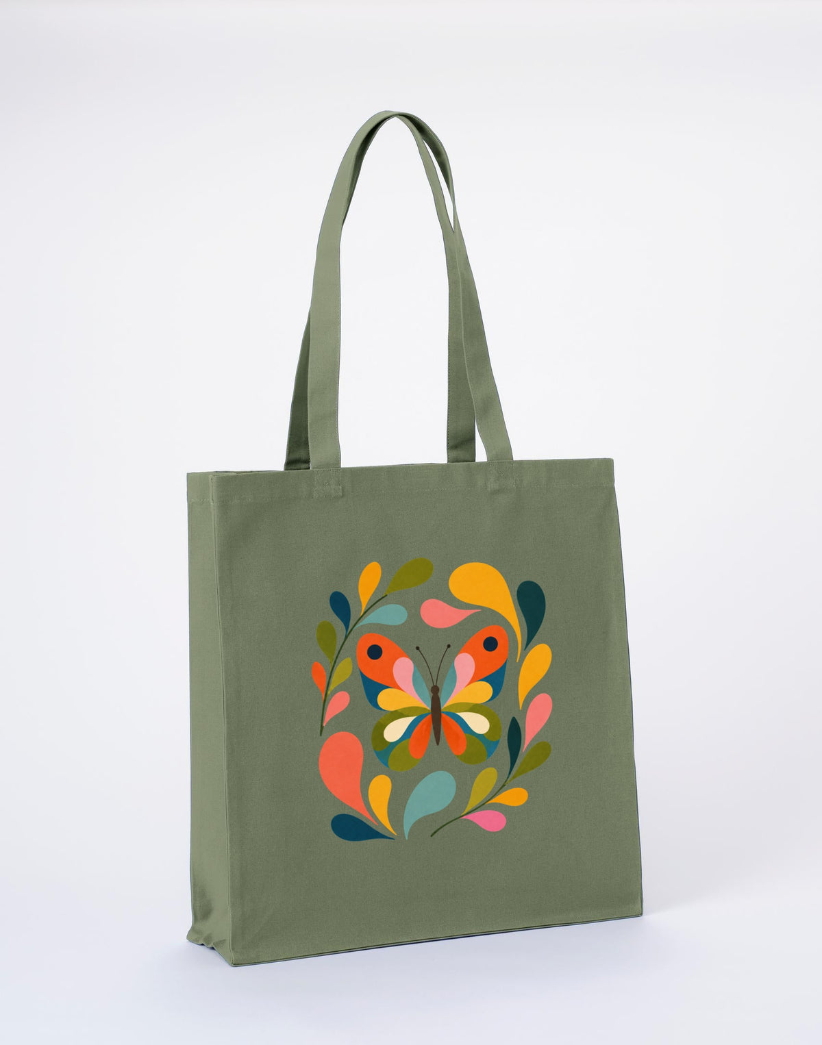 Wings in Bloom Recycled Cotton Shopper Bag - Freeform Fauna Sage Leaf colour variant image