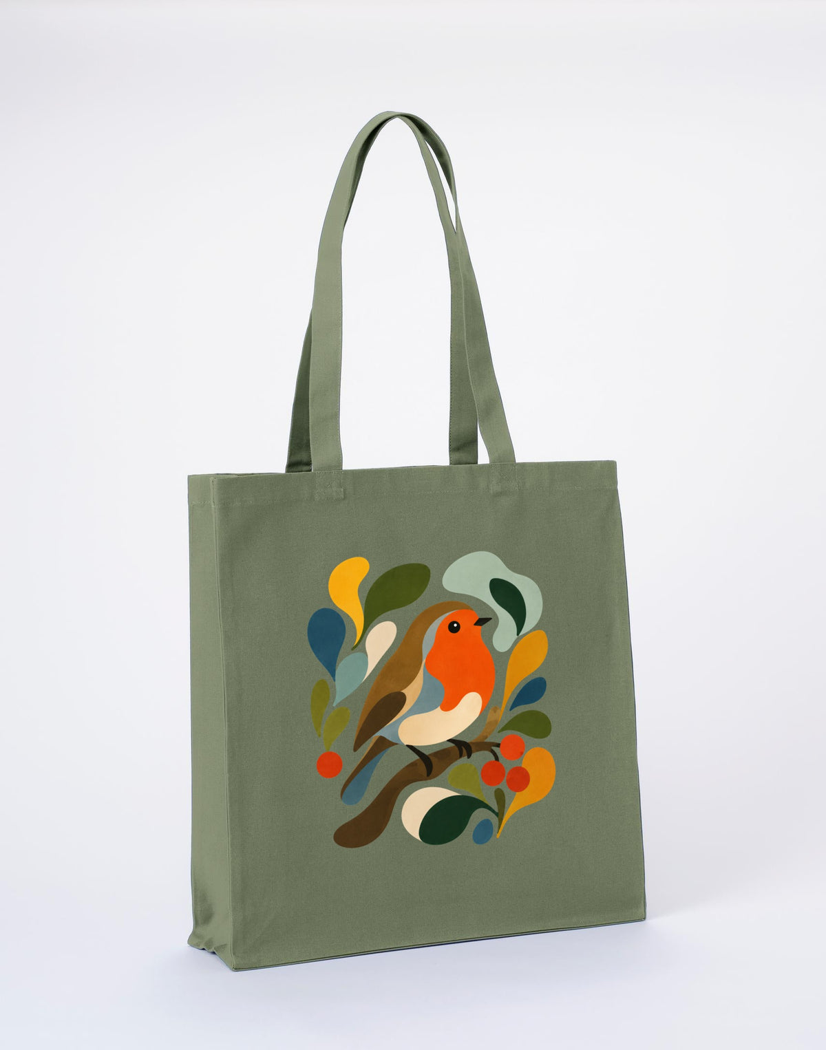 Hedgerow Harmony Recycled Cotton Shopper Bag - Freeform Fauna Sage Leaf colour variant image