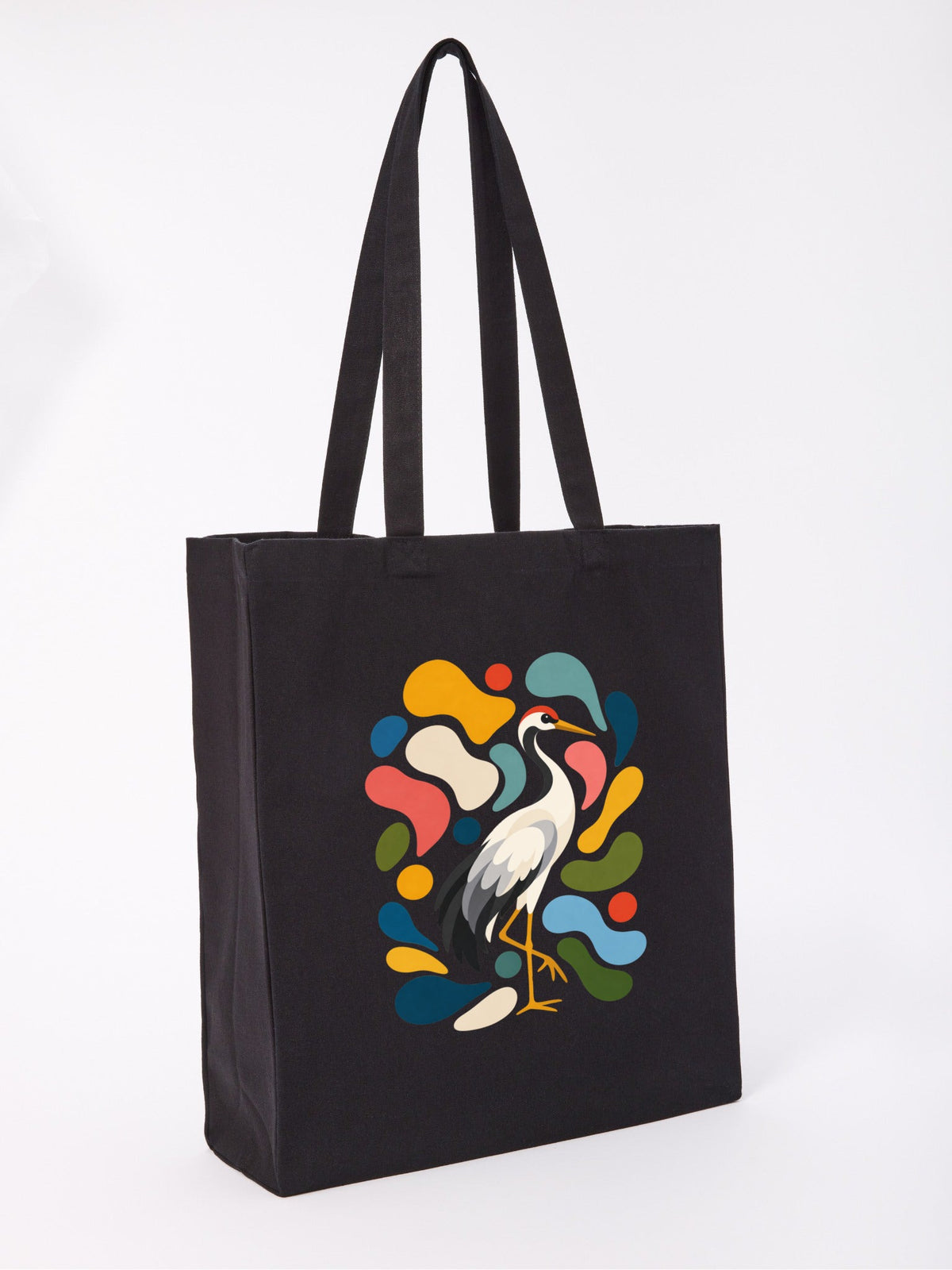 Stillness and Grace Recycled Cotton Shopper Bag - Freeform Fauna Raven Black colour variant image