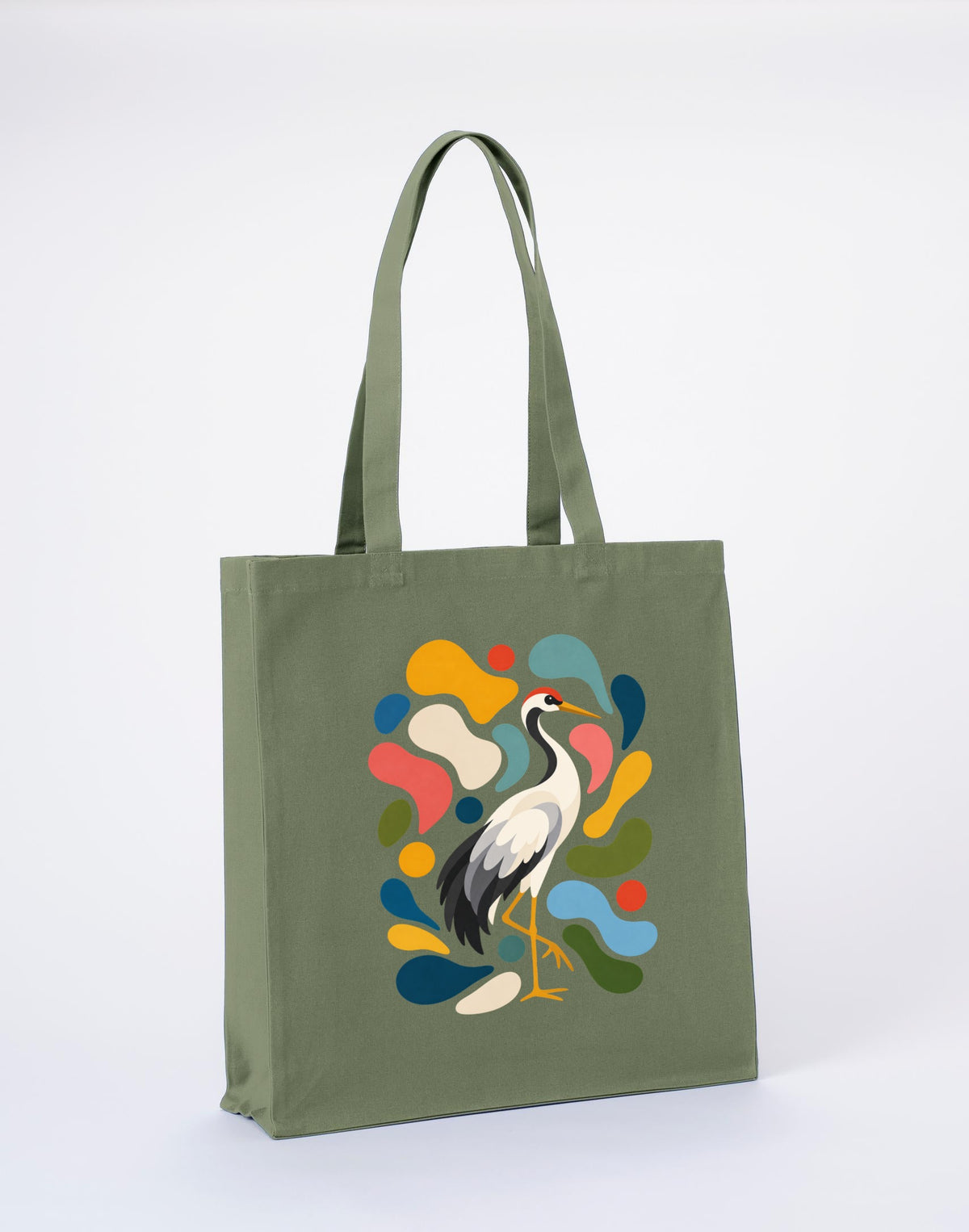 Stillness and Grace Recycled Cotton Shopper Bag - Freeform Fauna Sage Leaf colour variant image