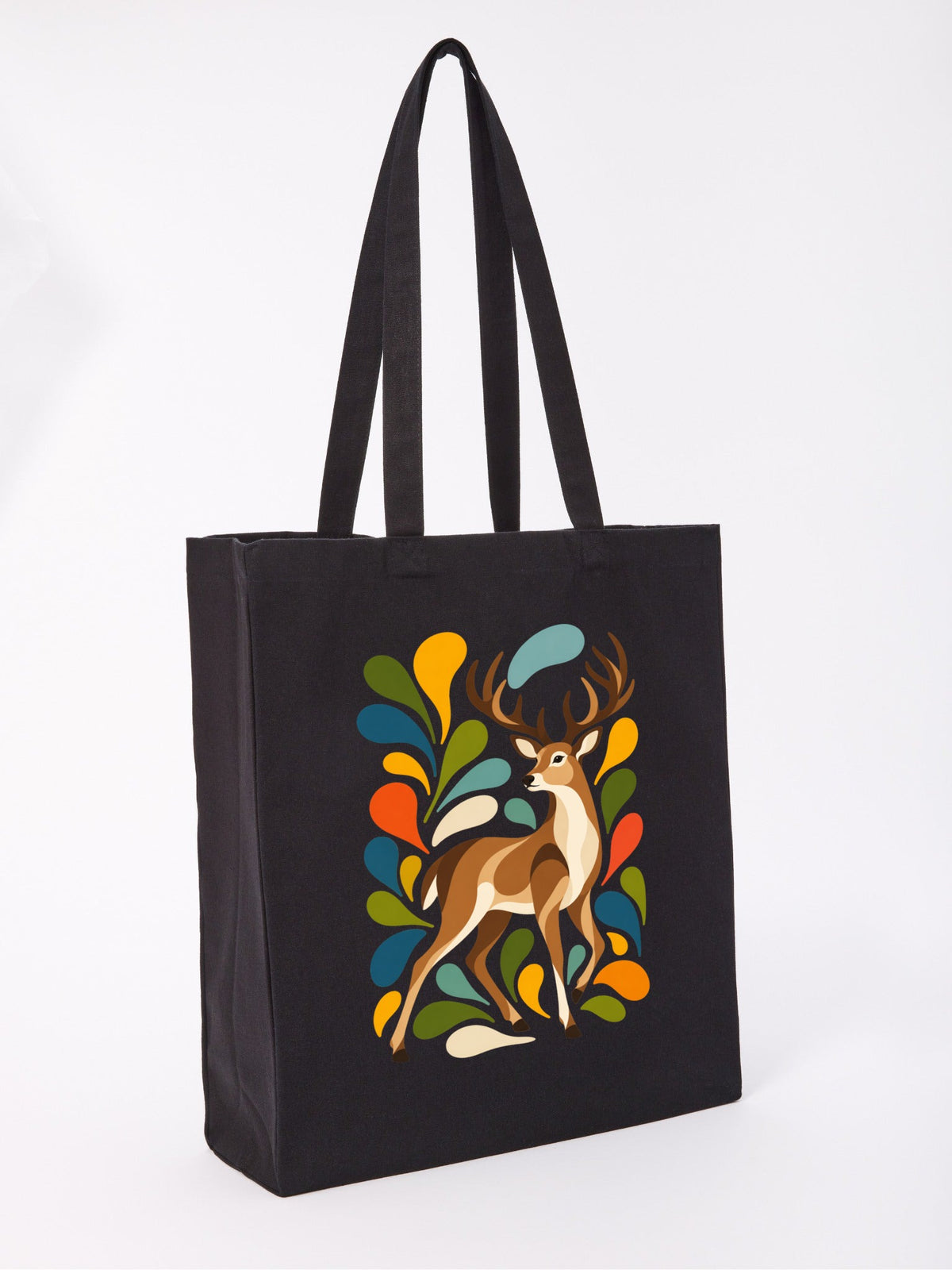 Woodland Majesty Recycled Cotton Shopper Bag - Freeform Fauna Raven Black colour variant image