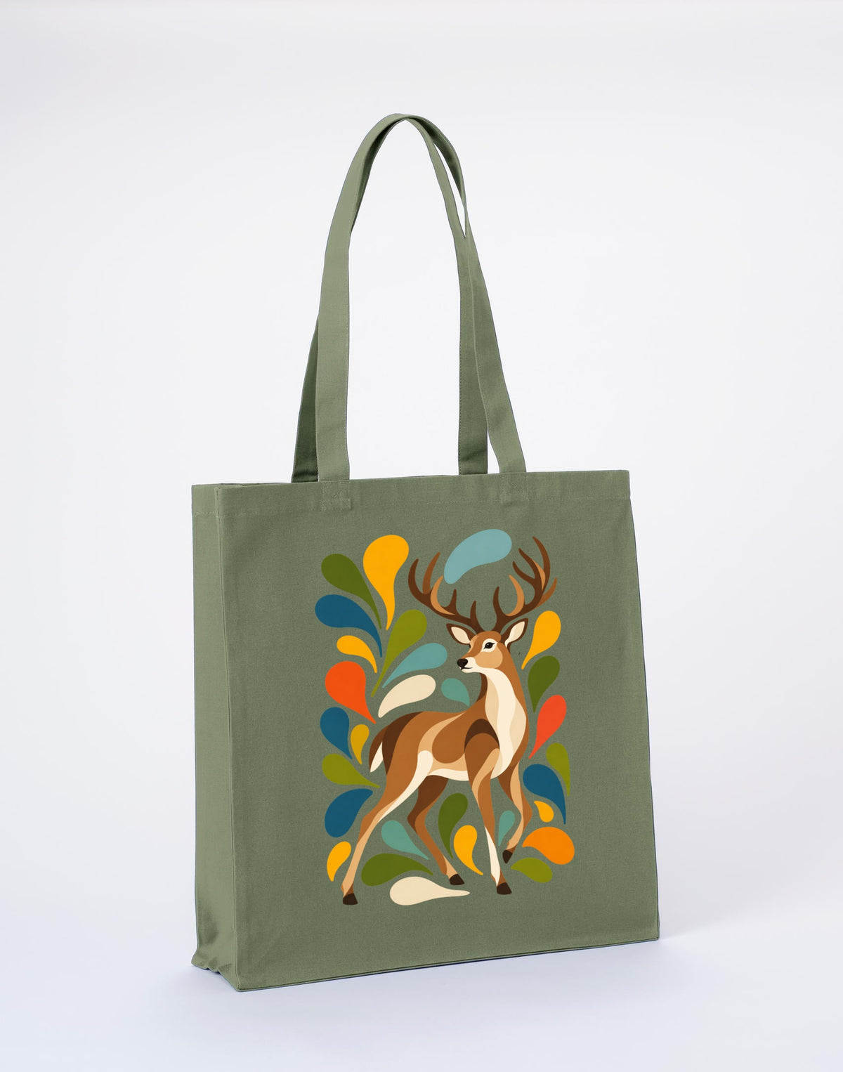 Woodland Majesty Recycled Cotton Shopper Bag - Freeform Fauna Sage Leaf colour variant image