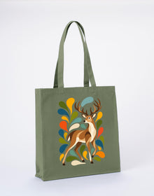 Woodland Majesty Recycled Cotton Shopper Bag - Freeform Fauna Sage Leaf colour variant image