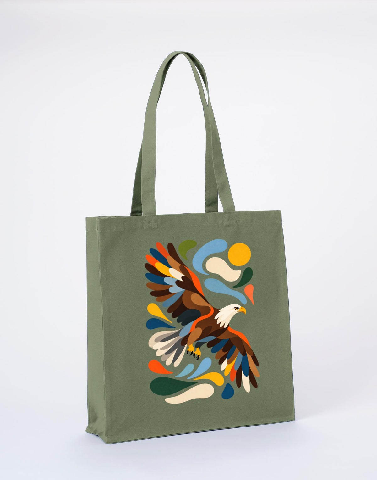 Skybound Spirit Recycled Cotton Shopper Bag - Freeform Fauna Sage Leaf colour variant image