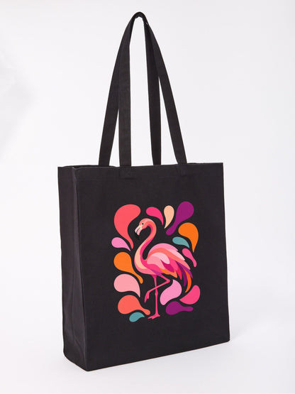 Blush in Motion Recycled Cotton Shopper Bag - Freeform Fauna Raven Black colour variant image