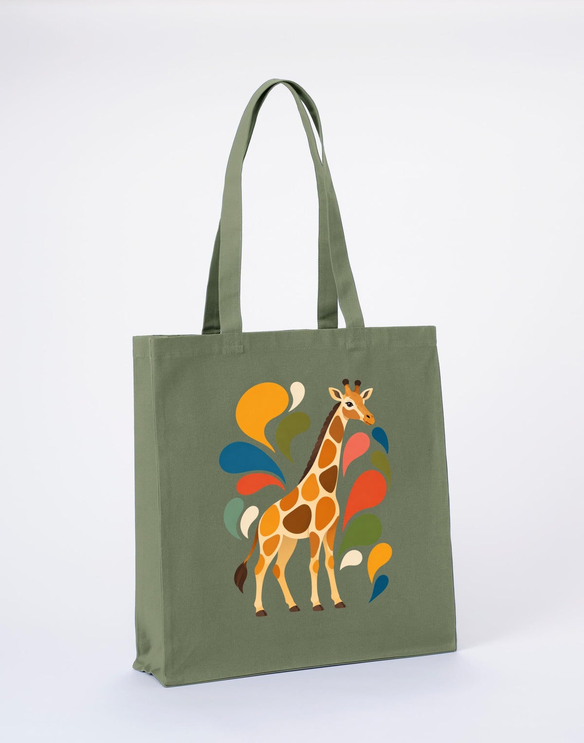 Sunlit Safari Recycled Cotton Shopper Bag - Freeform Fauna Sage Leaf colour variant image