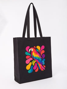 Tropical Burst Recycled Cotton Shopper Bag - Freeform Fauna Raven Black colour variant image