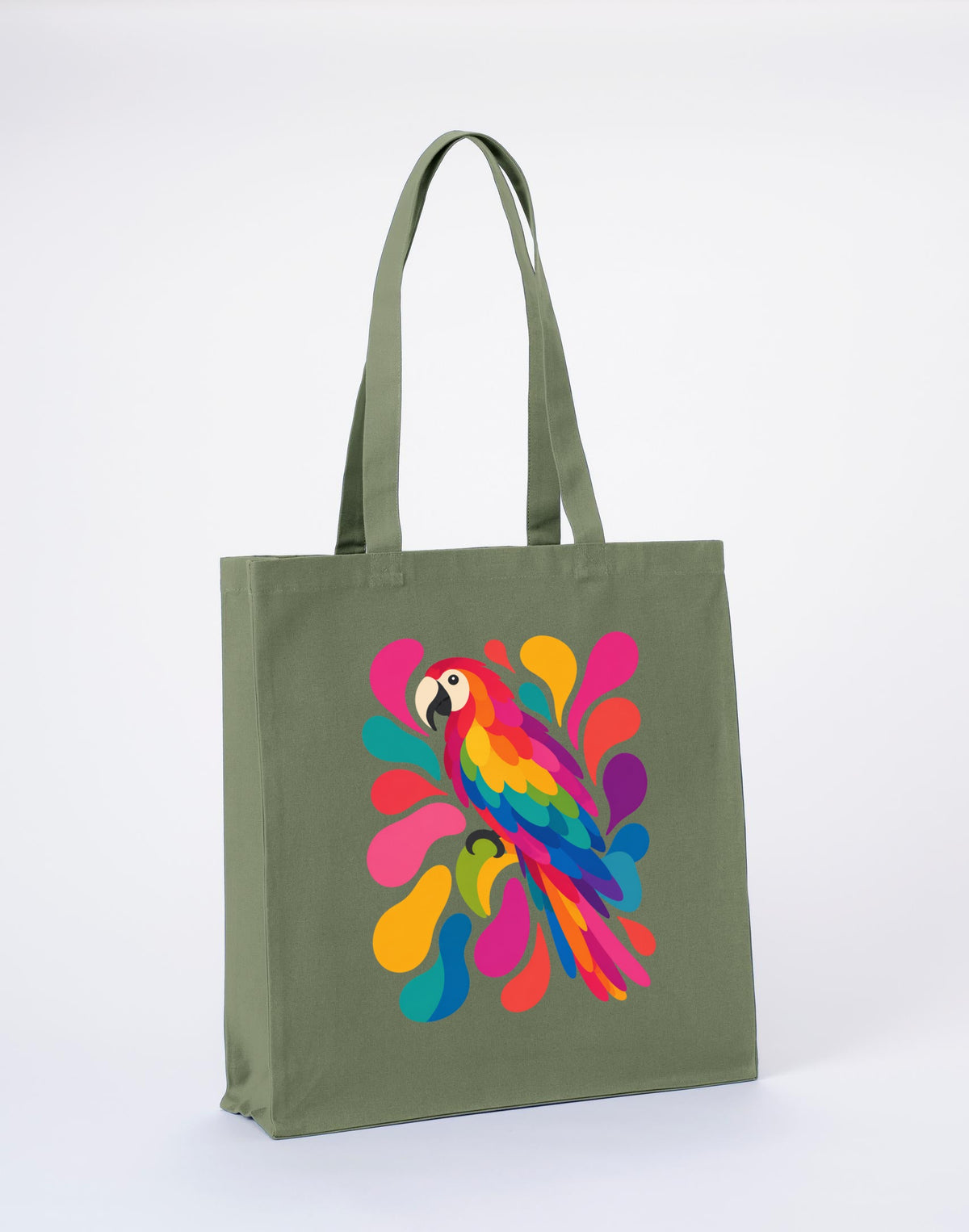 Tropical Burst Recycled Cotton Shopper Bag - Freeform Fauna Sage Leaf colour variant image