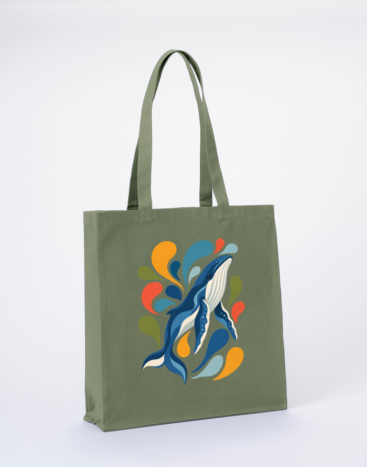 Ocean Song Recycled Cotton Shopper Bag - Freeform Fauna Sage Leaf colour variant image