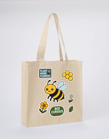 Bee Curious Recycled Cotton Shopper Bag - Badges of the Wild Dune Sand colour variant image