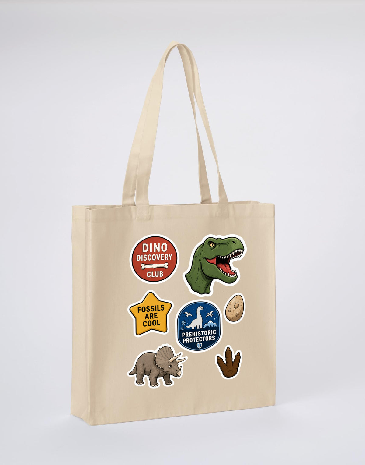 Dino Discovery Club Recycled Cotton Shopper Bag - Badges of the Wild Dune Sand colour variant image