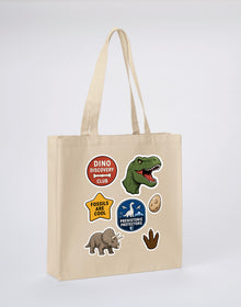 Dino Discovery Club Recycled Cotton Shopper Bag - Badges of the Wild Dune Sand colour variant image