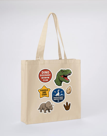 Dino Discovery Club Recycled Cotton Shopper Bag - Badges of the Wild Dune Sand colour variant image