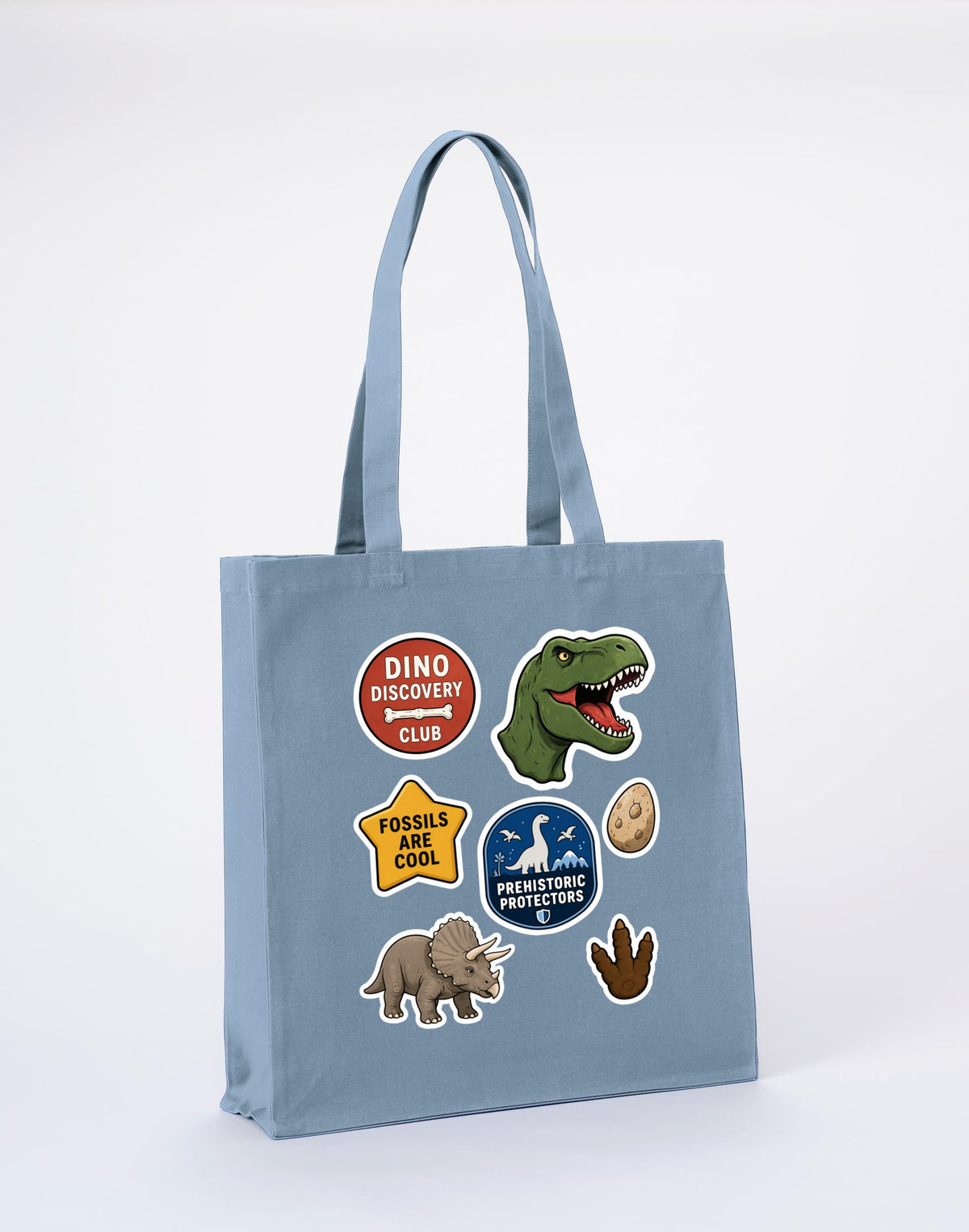 Dino Discovery Club Recycled Cotton Shopper Bag - Badges of the Wild Morning Mist colour variant image