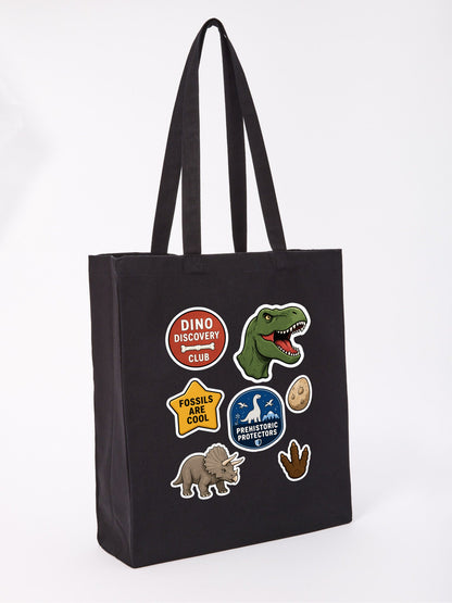 Dino Discovery Club Recycled Cotton Shopper Bag - Badges of the Wild Raven Black colour variant image