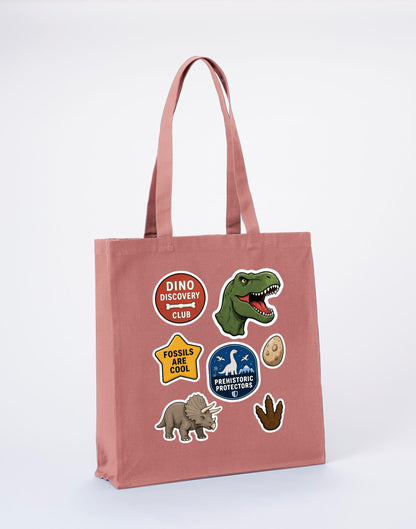 Dino Discovery Club Recycled Cotton Shopper Bag - Badges of the Wild Wild Rose colour variant image