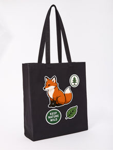 Keep Nature Wild Recycled Cotton Shopper Bag - Badges of the Wild Raven Black colour variant image