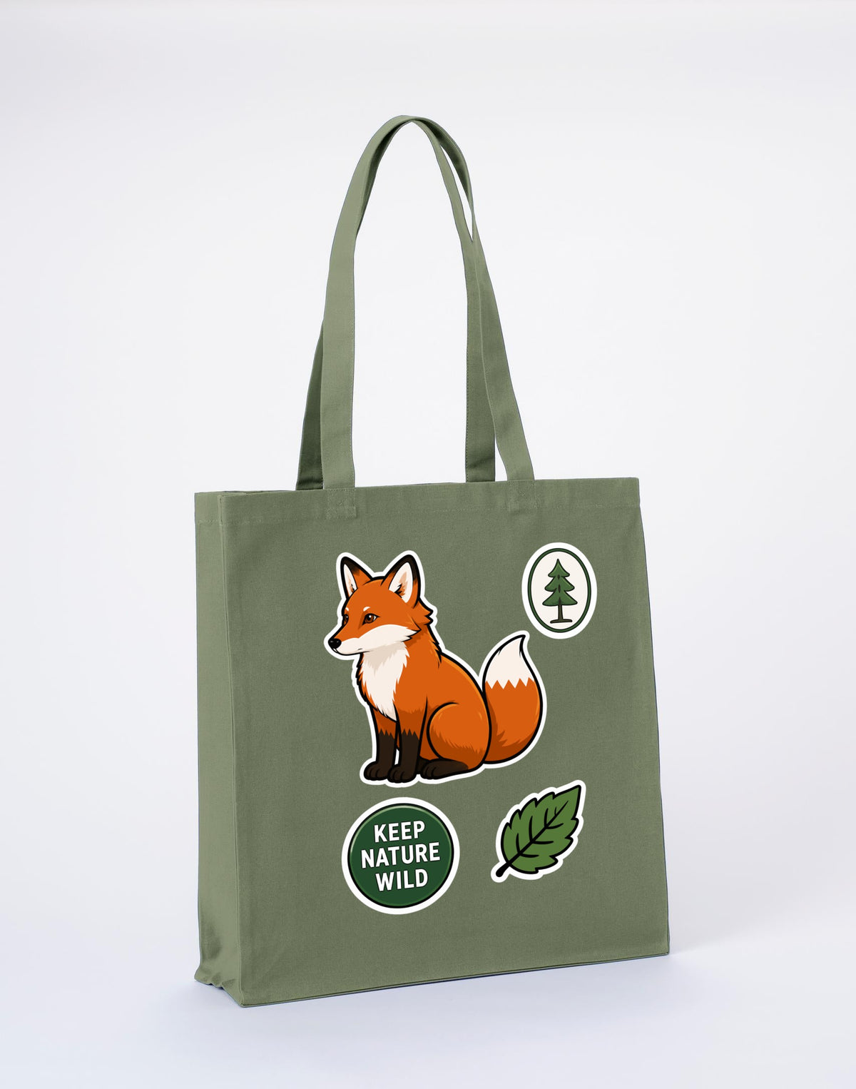 Keep Nature Wild Recycled Cotton Shopper Bag - Badges of the Wild Sage Leaf colour variant image