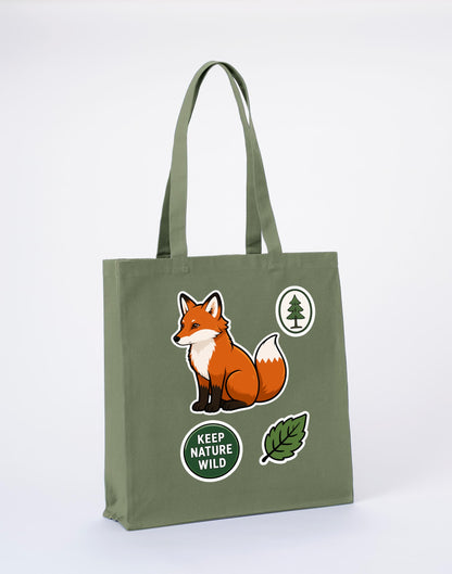 Keep Nature Wild Recycled Cotton Shopper Bag - Badges of the Wild Sage Leaf colour variant image