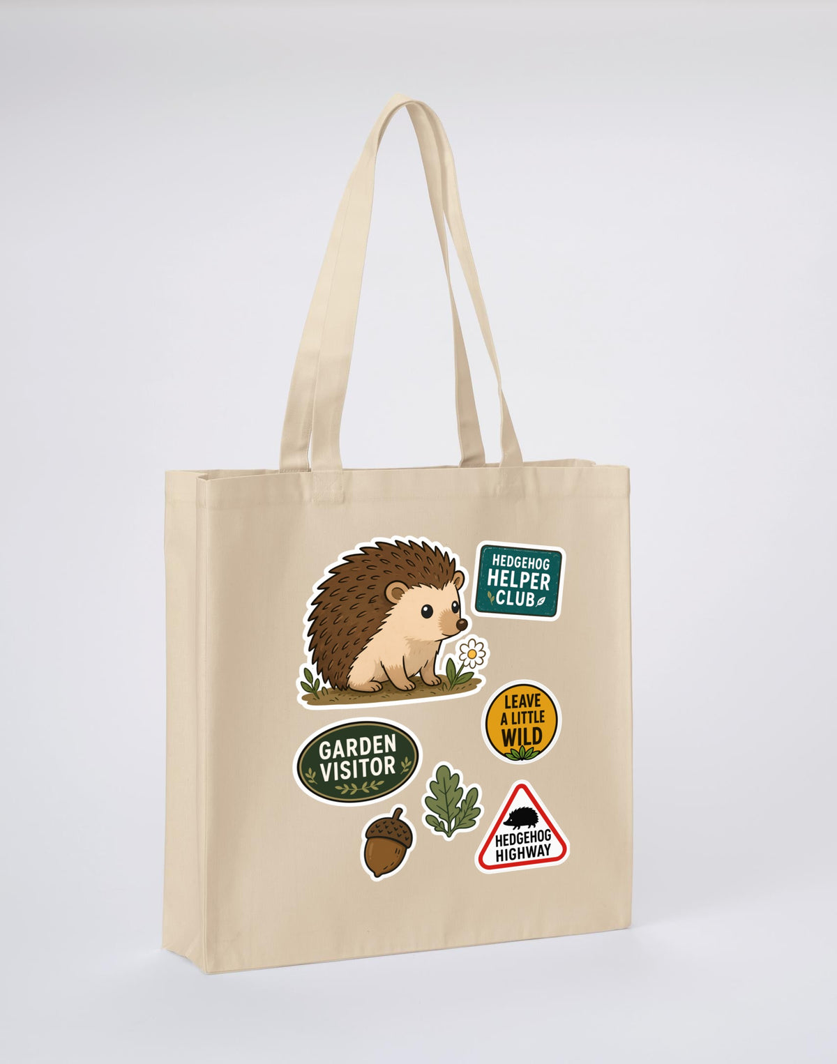 Hedgehog Helper Club Recycled Cotton Shopper Bag - Badges of the Wild Dune Sand colour variant image