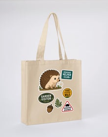 Hedgehog Helper Club Recycled Cotton Shopper Bag - Badges of the Wild Dune Sand colour variant image