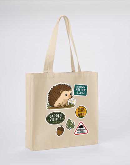 Hedgehog Helper Club Recycled Cotton Shopper Bag - Badges of the Wild Dune Sand colour variant image
