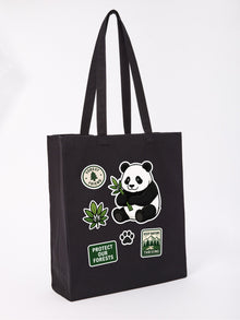 Forest Protector Recycled Cotton Shopper Bag - Badges of the Wild Raven Black colour variant image