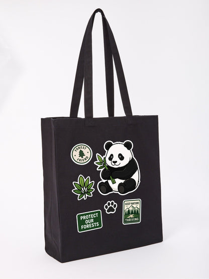 Forest Protector Recycled Cotton Shopper Bag - Badges of the Wild Raven Black colour variant image