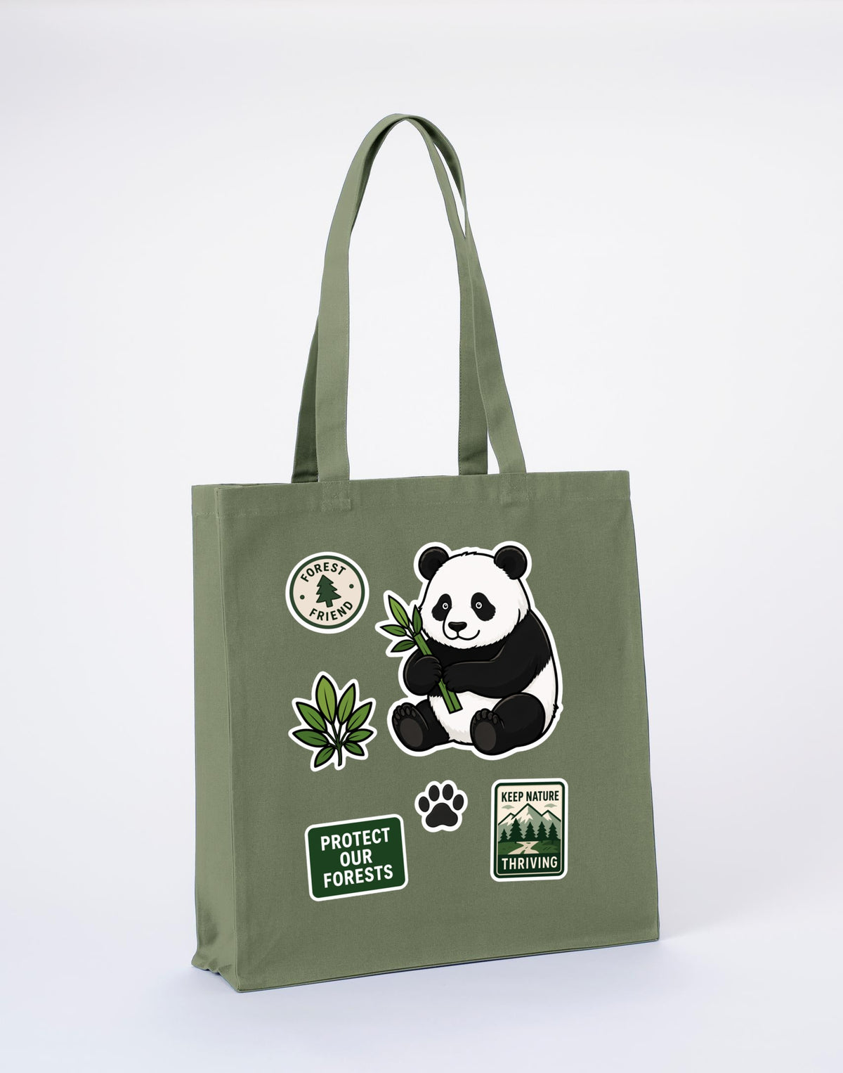 Forest Protector Recycled Cotton Shopper Bag - Badges of the Wild Sage Leaf colour variant image