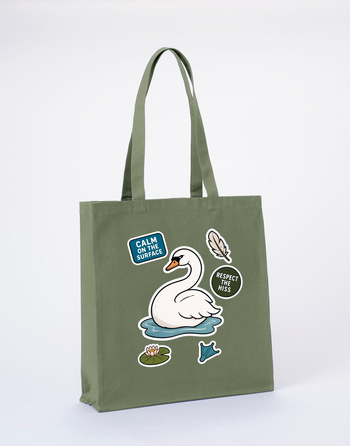 Calm on the Surface Recycled Cotton Shopper Bag - Badges of the Wild Sage Leaf colour variant image