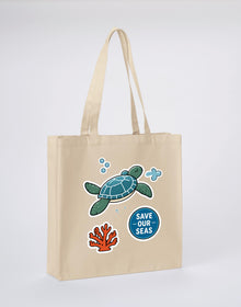 Save Our Seas Recycled Cotton Shopper Bag - Badges of the Wild Dune Sand colour variant image