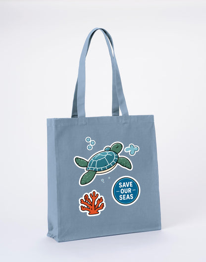 Save Our Seas Recycled Cotton Shopper Bag - Badges of the Wild Morning Mist colour variant image