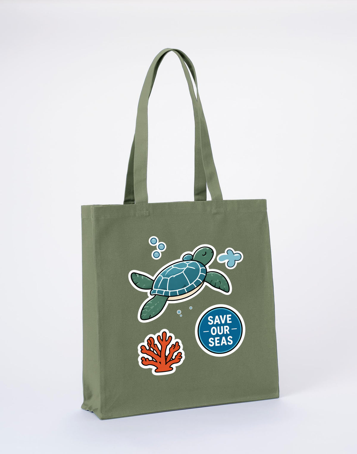 Save Our Seas Recycled Cotton Shopper Bag - Badges of the Wild Sage Leaf colour variant image