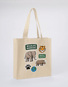 Wildlife Warriors Recycled Cotton Shopper Bag - Badges of the Wild Dune Sand colour variant image
