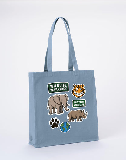Wildlife Warriors Recycled Cotton Shopper Bag - Badges of the Wild Morning Mist colour variant image