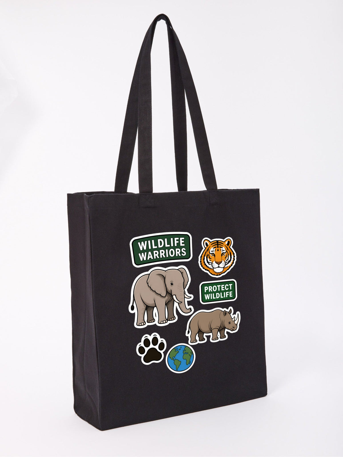 Wildlife Warriors Recycled Cotton Shopper Bag - Badges of the Wild Raven Black colour variant image