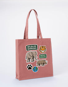 Wildlife Warriors Recycled Cotton Shopper Bag - Badges of the Wild Wild Rose colour variant image