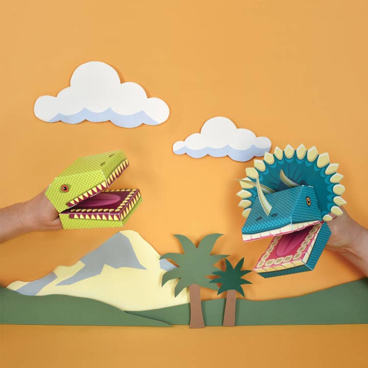 Make 2 Dinosaur Glove Puppets Kit from Clockwork Soldier