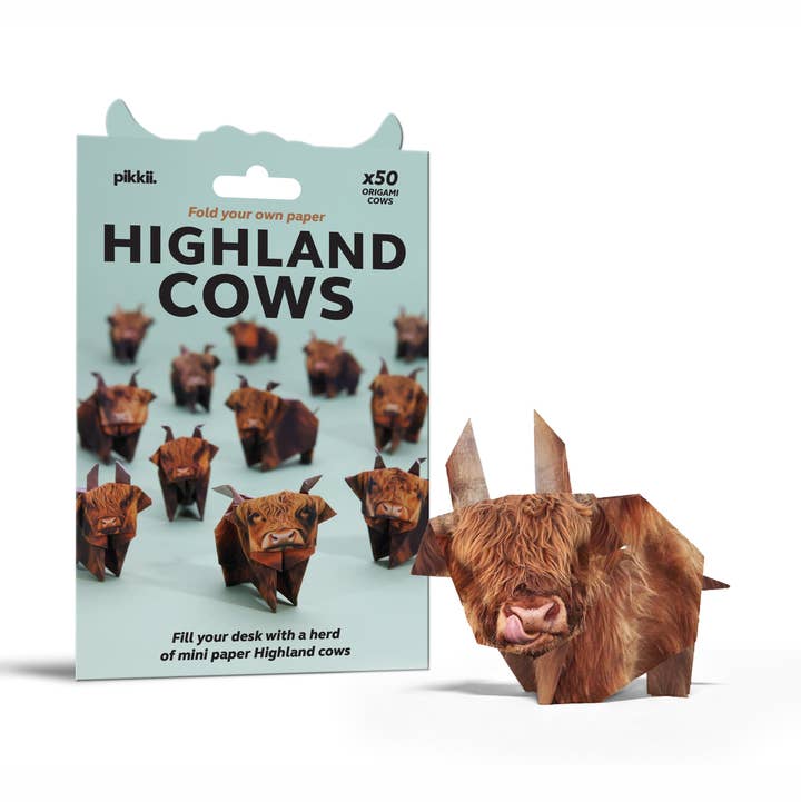 50 Paper Highland Cows Origami Kit from Pikkii