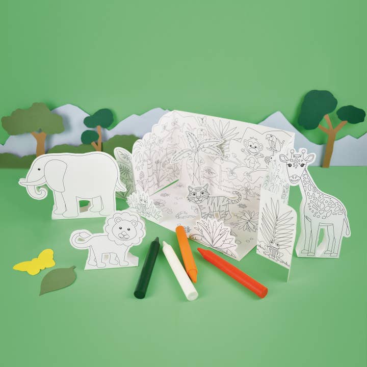 Pop-Up Jungle Colour-In Scene from Clockwork Soldier
