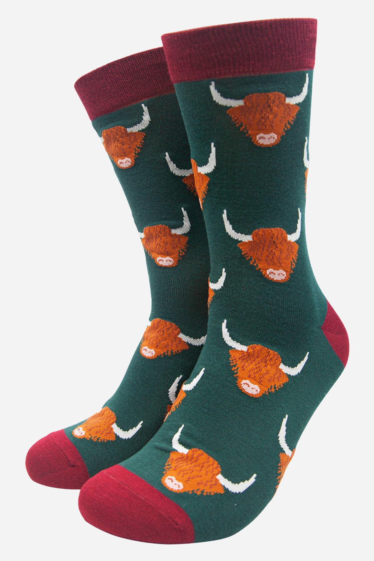 Green Highland Cow Bamboo Socks from Sock Talk