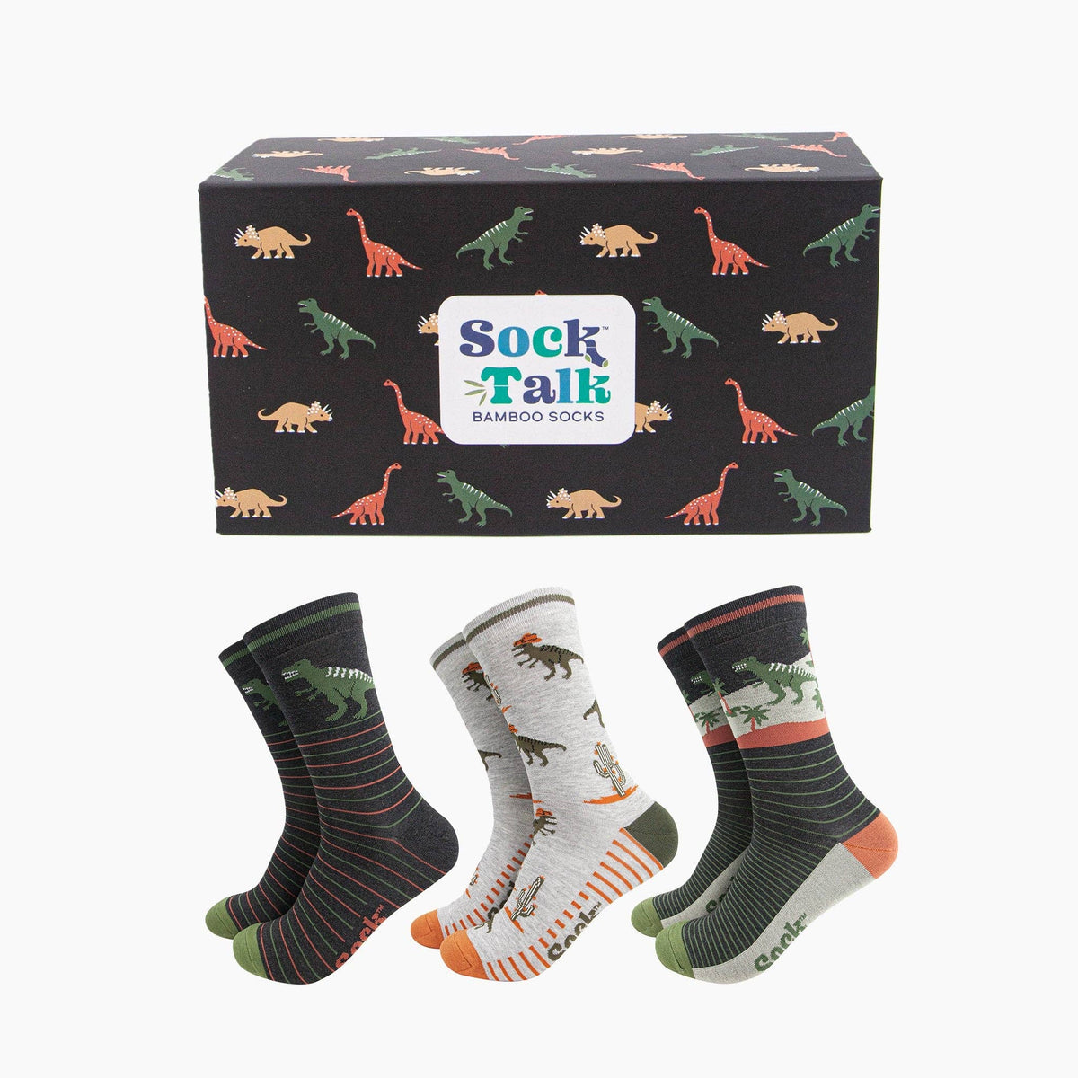 3-Pair T-Rex Dinosaur Bamboo Socks Gift Set from Sock Talk