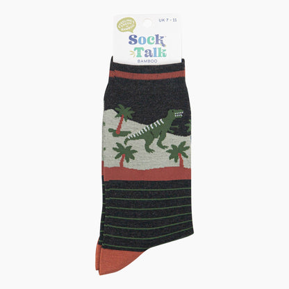 T-Rex Palm Tree Bamboo Socks from Sock Talk